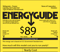 EnergyGuide label for refrigerator/freezer