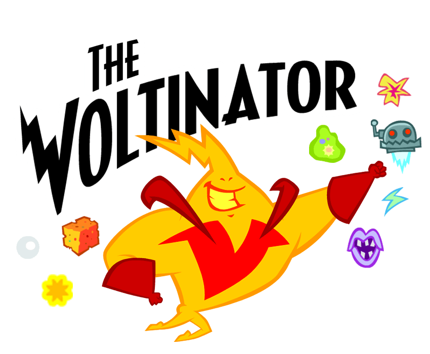 The Voltinator Game an illustrated bolt of energy cartoon character